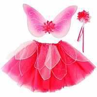 Fancy Flutter Skirt with Wings & Wand - Fuchsia