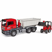 Bruder Man TGS Truck with Roll-Off Container and Compact Loader