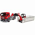 Bruder Man TGS Truck with Roll-Off Container and Compact Loader