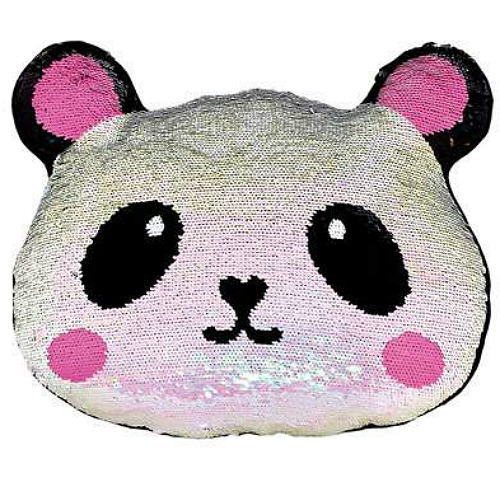 sequin panda pillow