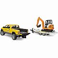 Bruder Ram Rental Truck with Mini Excavator