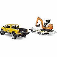 Bruder Ram Rental Truck with Mini Excavator