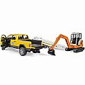 Bruder Ram Rental Truck with Mini Excavator