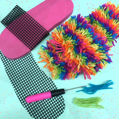 Shaggy Latch Hook Slipper Kit Smart Kids Toys