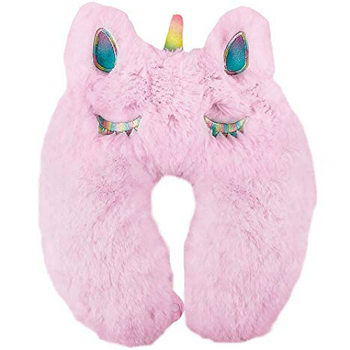 Unicorn Pink Furry Neck Pillow Smart Kids Toys