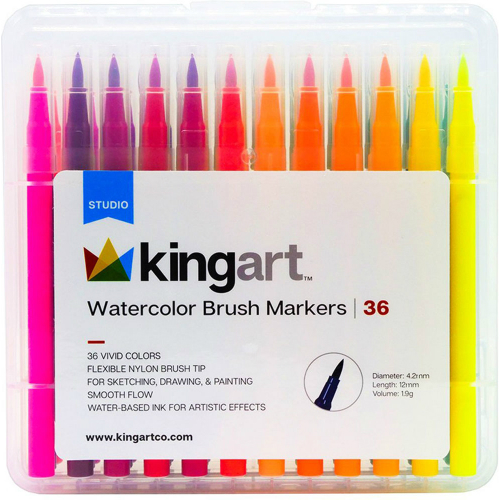 KINGART Watercolor Brush Markers (36) Smart Kids Toys